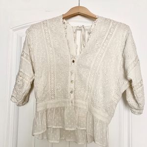 LoveShackFancy White Embroidered Shirt